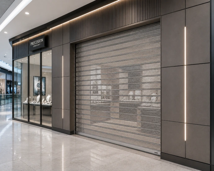 Commercial roller shutters at a Perth showroom